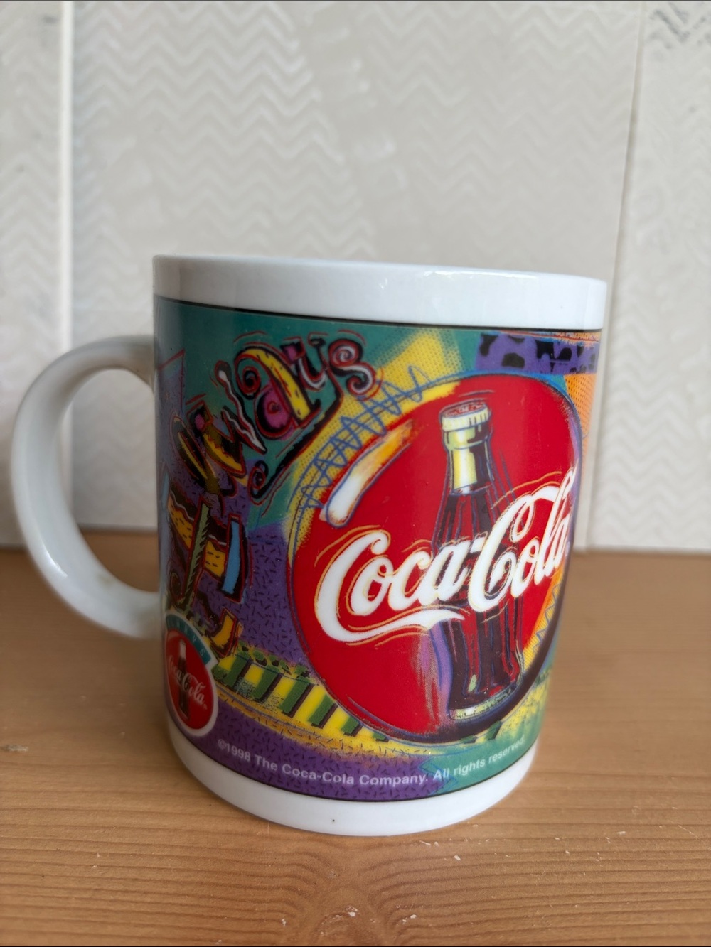 Coca Cola White & Multicolor Pop Art Ceramic Mug